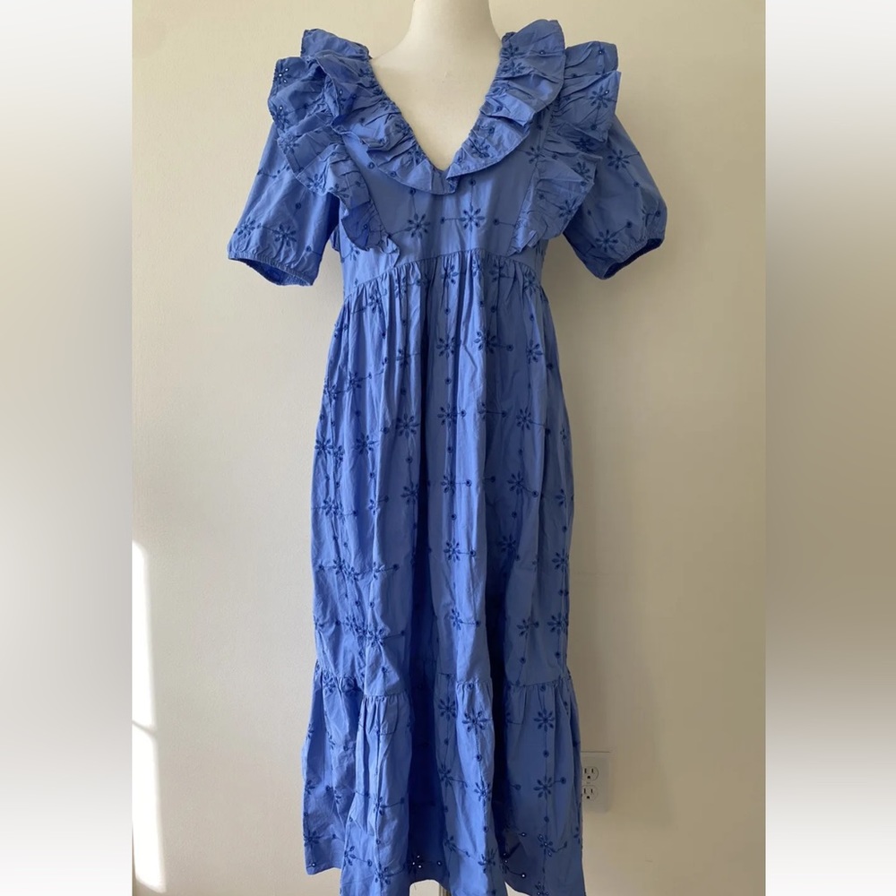 COPY - Zara blue embroidered eyelet dress